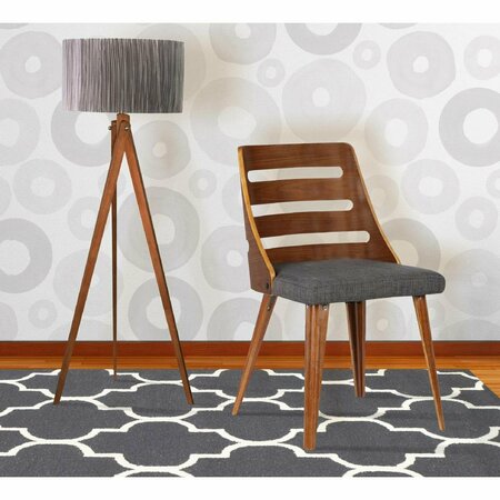 ARMEN LIVING Storm Mid-Century Dining Chair in Walnut Wood - Charcoal Fabric LCSTSIWACH